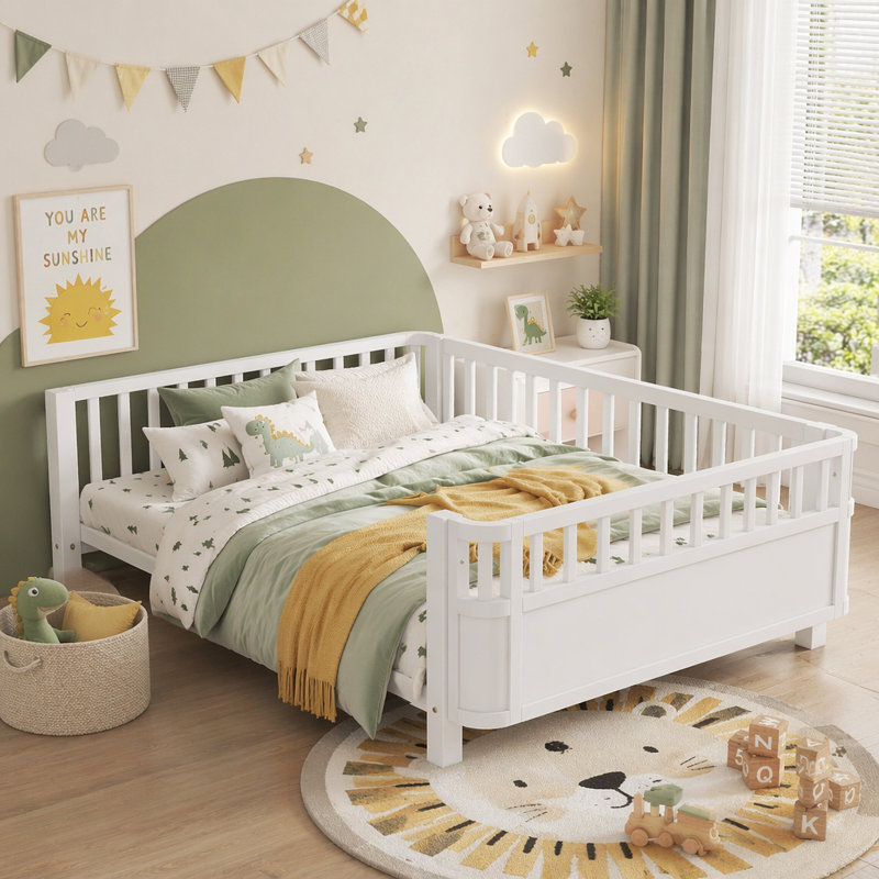 Lit plateforme en bois pour enfants, Double, Blanc