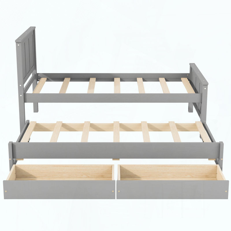 Lit plateforme simple avec lit gigogne et tiroirs
