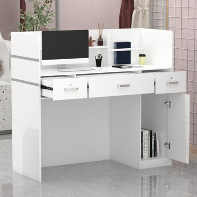 Tyria 2 Person Rectangle Solid + Manufactured Wood Reception Desk with Filing Cabinet
