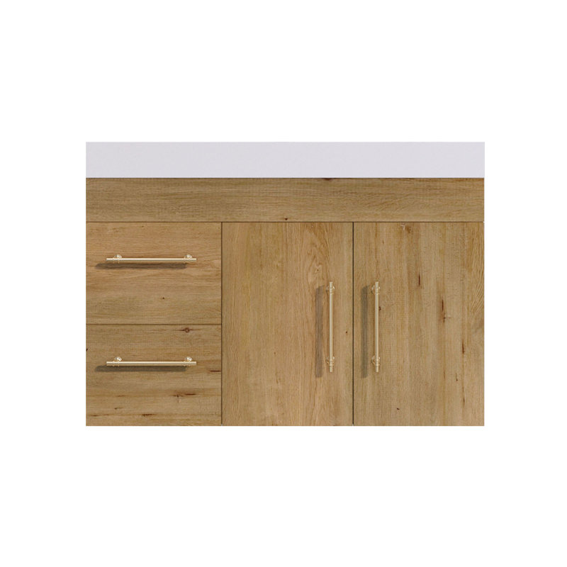 35.44'' Single Bathroom Vanity with Acrylic Top, Teak Oak