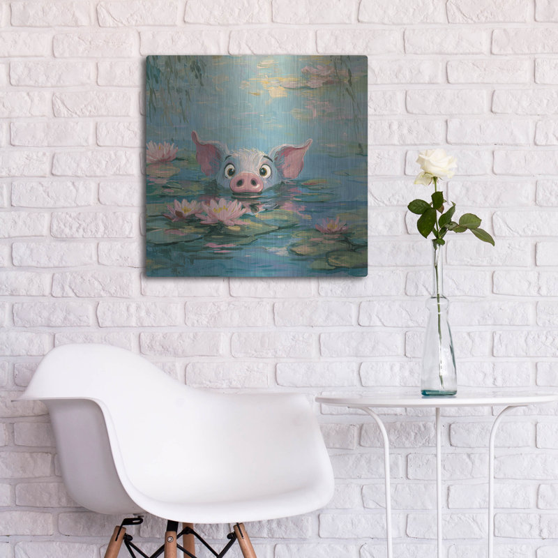  «Pig Fish» par Rich Monet, art mural en métal, 24 po x 24 po, H 24 po x l 24 po