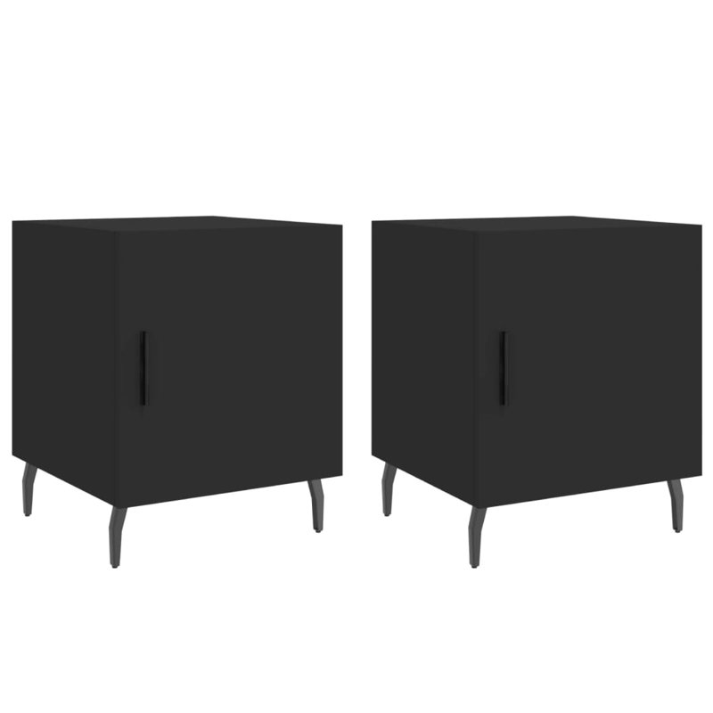 Mearle 40cm W Iron Bedside Table, Black, Set of 2