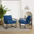 Upholstered Modern Metal Framed Blue Polyester Blend Sling Accent Chair-703464721