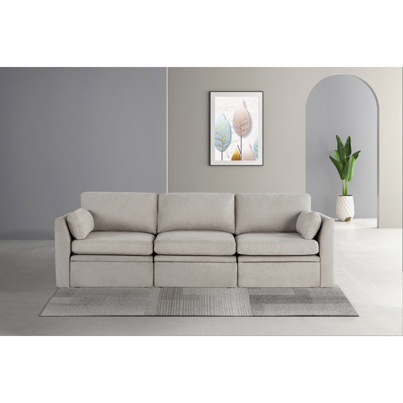 Canapé modulaire en tissu, 3, Polyester beige