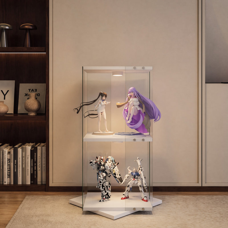 Glass 38 cm W Display Cabinet, White