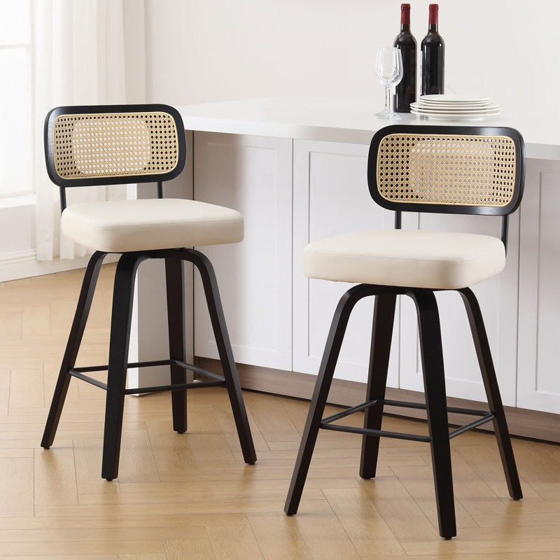 Tabouret de bar et de comptoir Julieza, Noir, Blanc, Tabouret de comptoir (siège d'une hauteur de 26 p