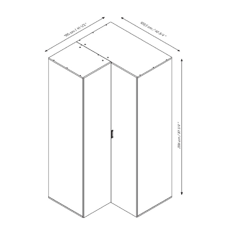 Reba 2 Door Corner Wardrobe, White