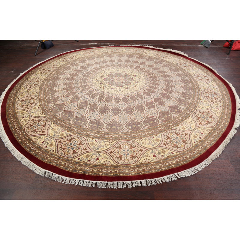 Tapis ivoire noué à la main de conception unique 10 pi 1 po New Age