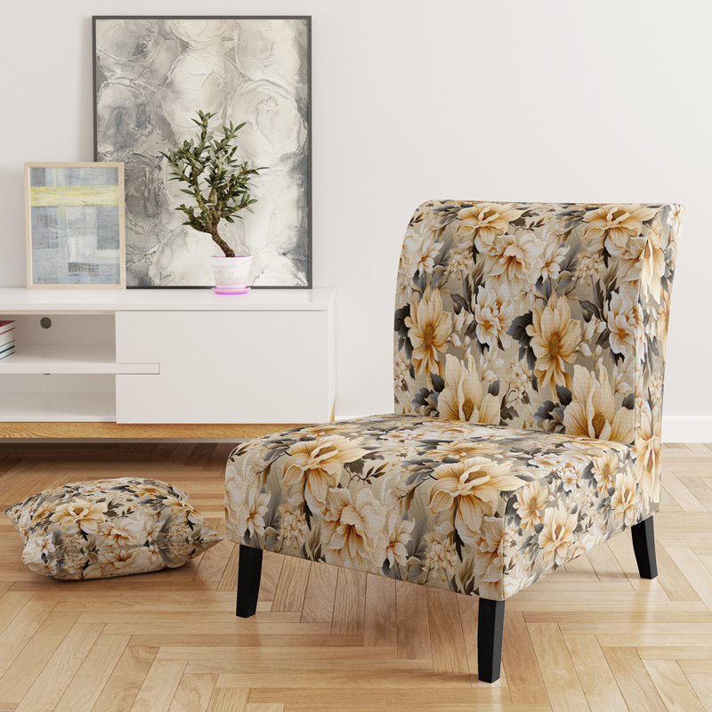 Fauteuil de chambre rembourré Antique Autumn Floral Elegance III