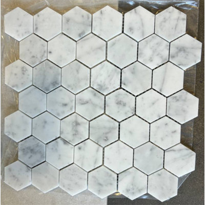 Carrara 2" Hexagon Polished Marble Mosaic Tile