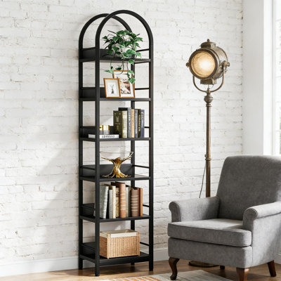 Bibliothèques modernes en métal noir, rangement compact avec design arqué pour n'importe quelle pièce