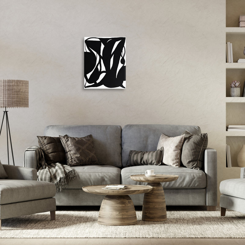 «Black Swirled Ink», art mural sur toile par Bea Dina, H 20 po x l 16 po