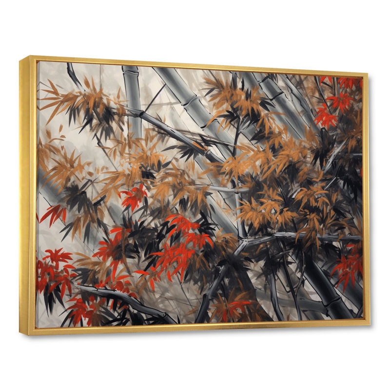 «Dense Bamboo Forest I», reproduction d'art sur toile, H 30 po x l 40 po x P 1,5 po, Cadre flottant doré