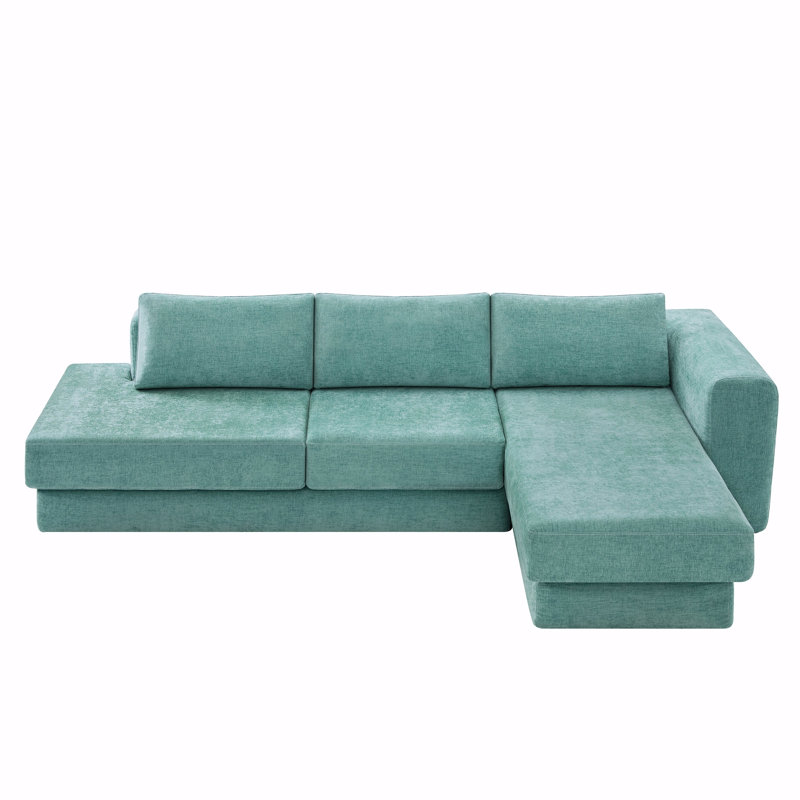 Canapé modulaire en L de 113 po avec canapé à deux couches pour salon, bleu sarcelle, Chenille bleu sarcelle