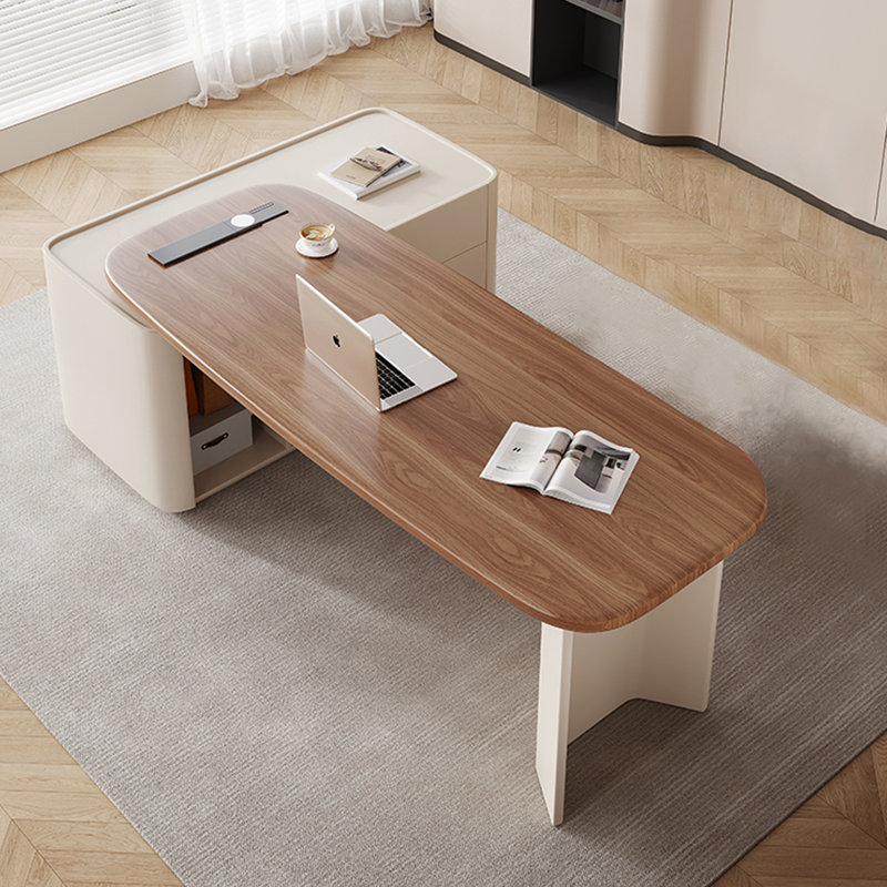 Bureau en forme de L en bois massif de style français avec tiroirs, H 29,53 po x l 78,74 po x P 51,18 po