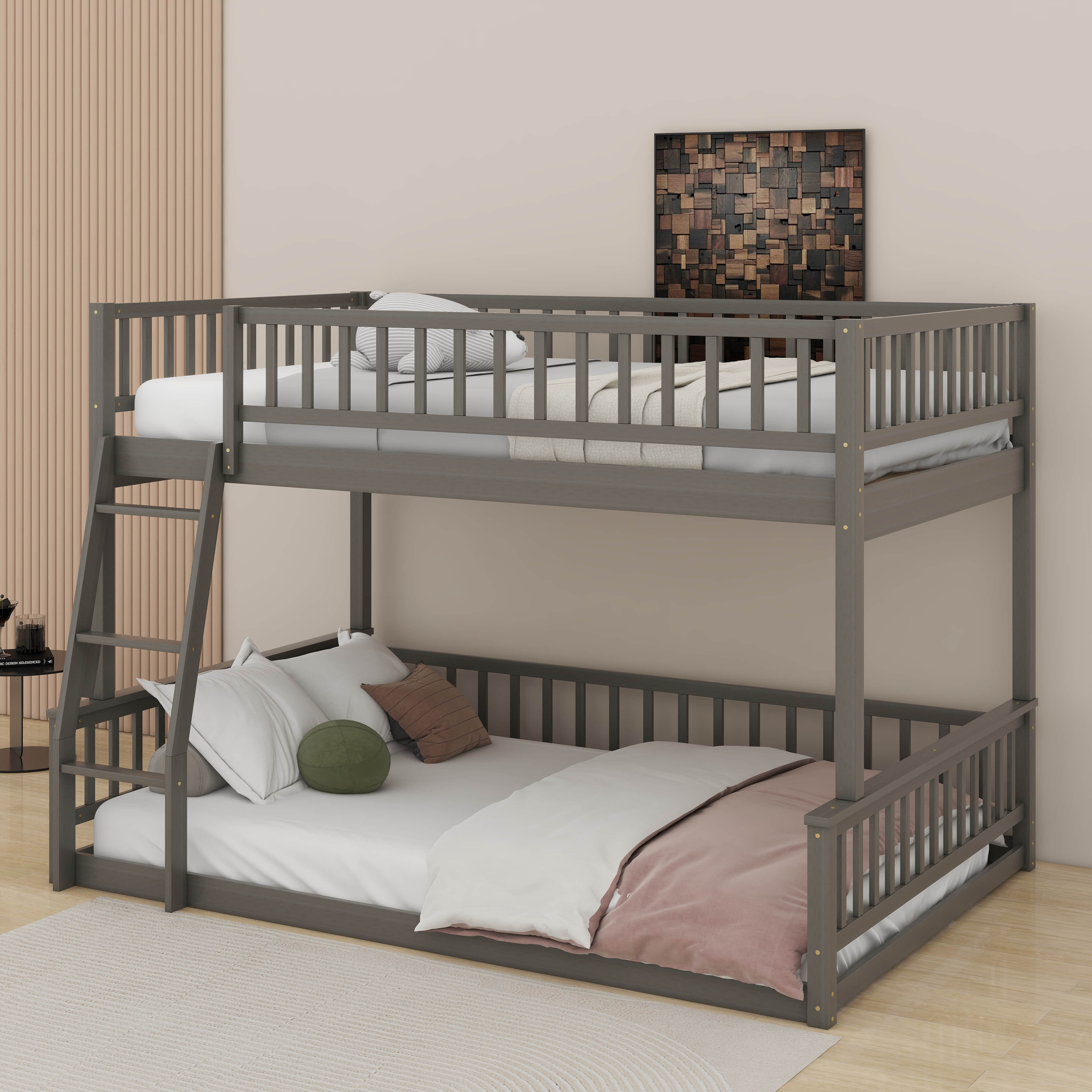 Harriet Bee Full XL Over Queen Bunk Bed With Guardrails - Wayfair Canada
