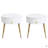 Easy Assembly End Tables With High Gloss Tabletops, Set Of 2, Modern Fluted 2 Side Tables With Drawers, Round Coffee Tables With Golden Legs