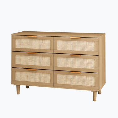 Hokku Designs Coert 6 Drawers Rattan Dresser,Wooden Dresser