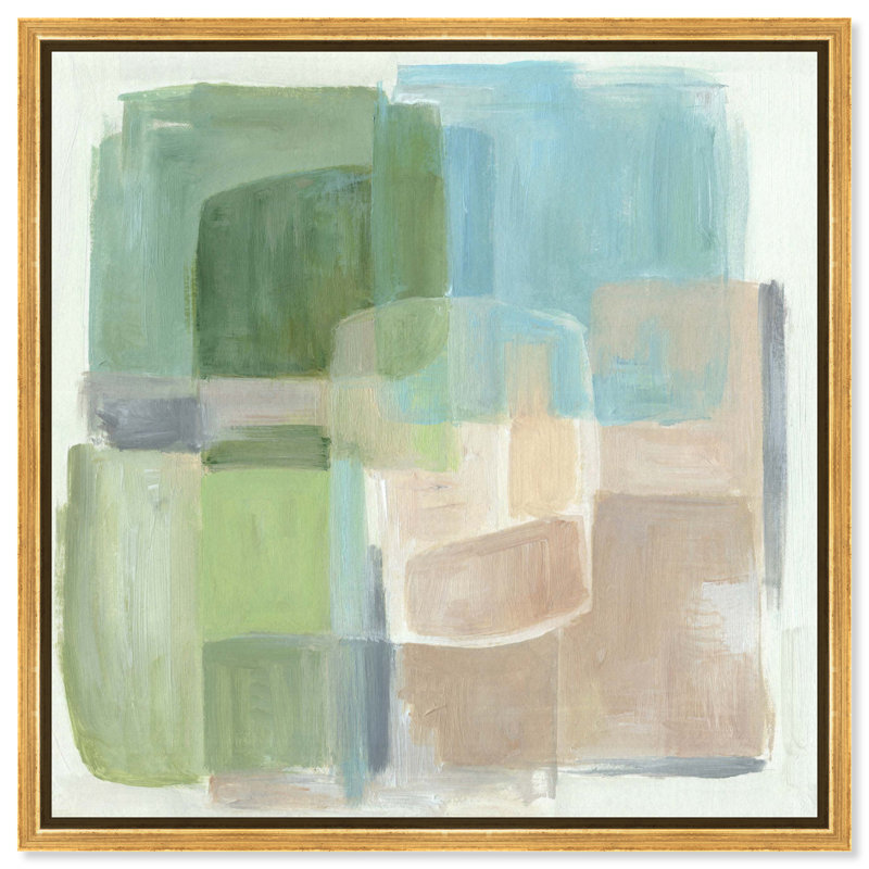 Toile encadrée Soft Structure II d'Ira Colmeva, couleur sauge, par Art Remedy, cadre doré, 20 x 20 pouces, 21"H x 21"W