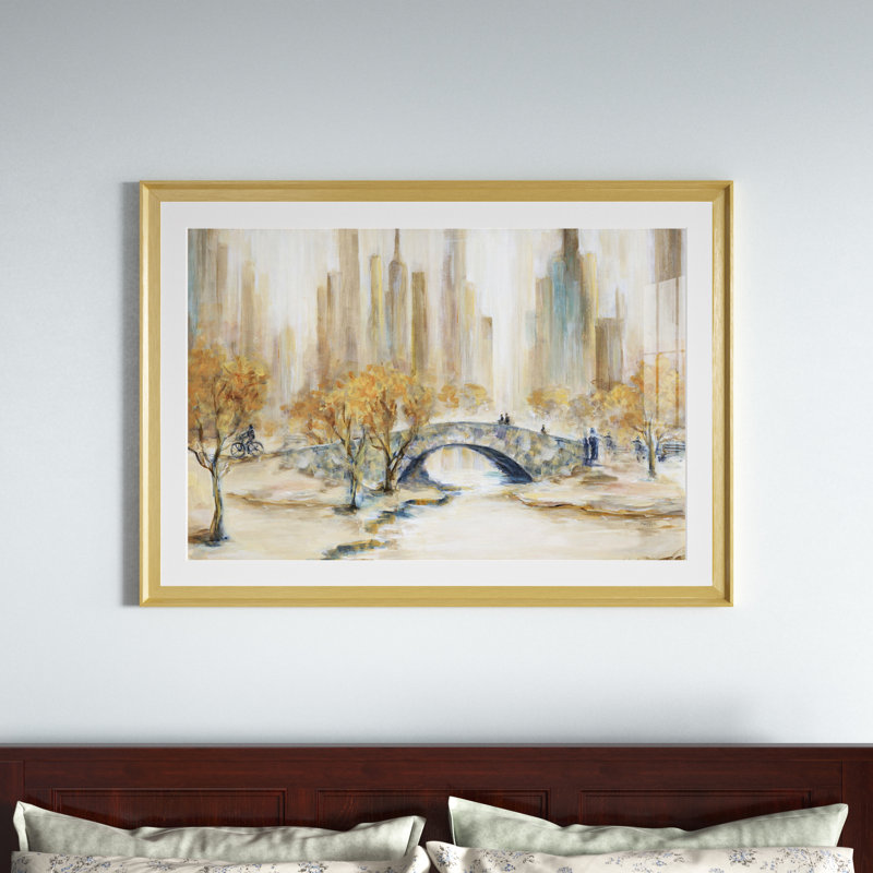 Central Park - cadre photo, reproduction d'art, Doré, H 30,5 po x l 42,5 po x P 1,5 po