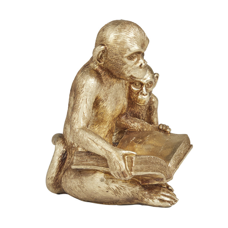 Sculpture polystone singe doré