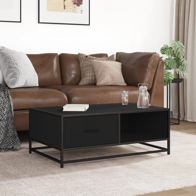 Alen Coffee Table with Storage, Black, Black