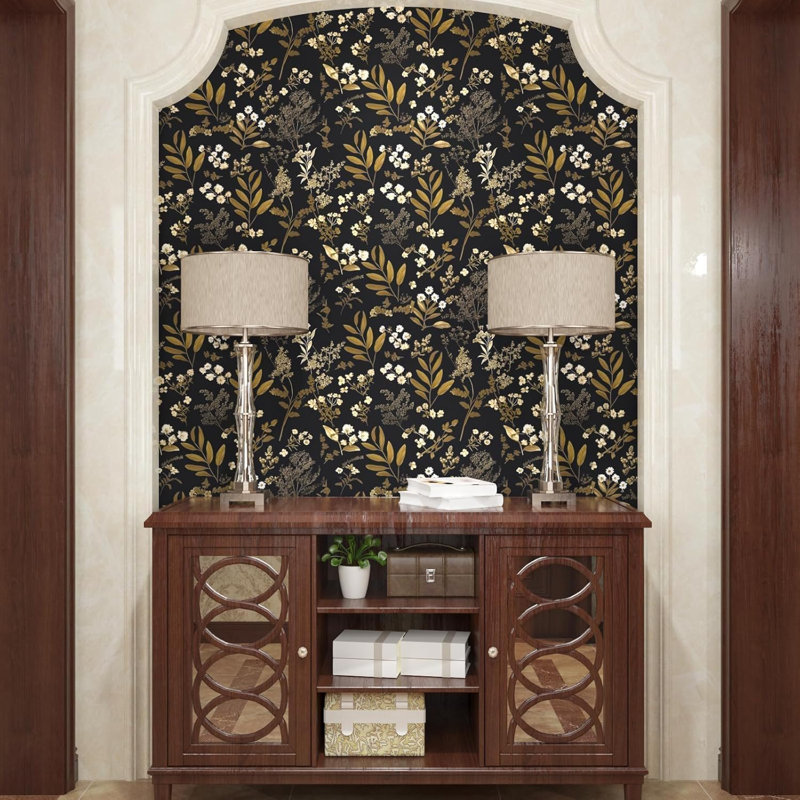Papier peint floral noir auto-adhésif Boho