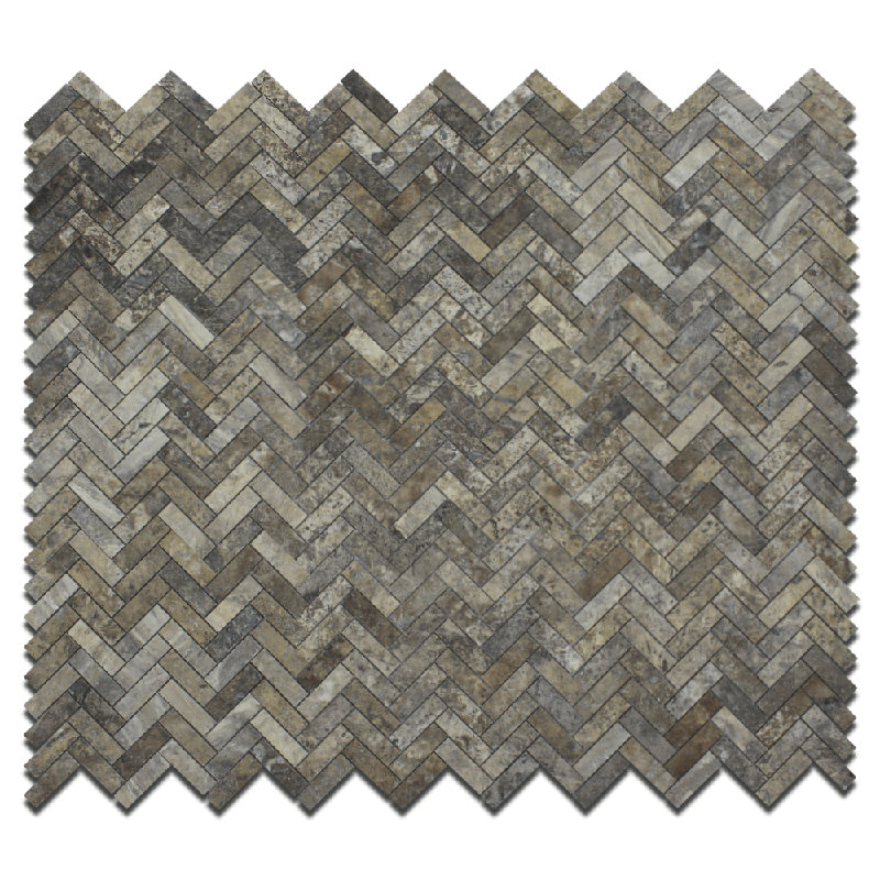 1x3 SILVER TRAV HERRINGBONE HONED & FILLED