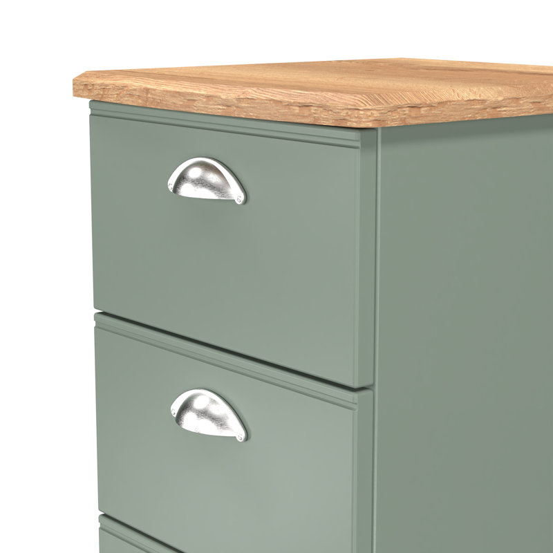 Conners 4 Drawer Bedside Cabinet  (Ready Assembled), Reed Green/Riviera Oak