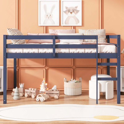 Solid Wooden Loft Bed With Ladder, Bed Platform Of Strengthened Slats