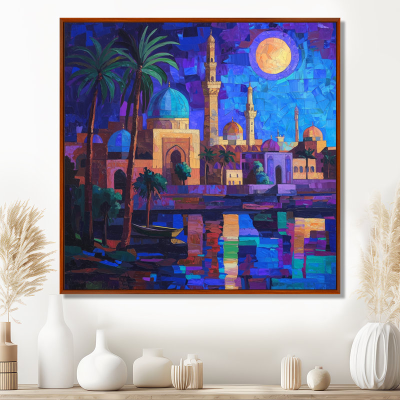 Bagdad nuits pendant le Ramadan I - décoration murale paysage de l'Islam, H 30 po x l 30 po, Bronze