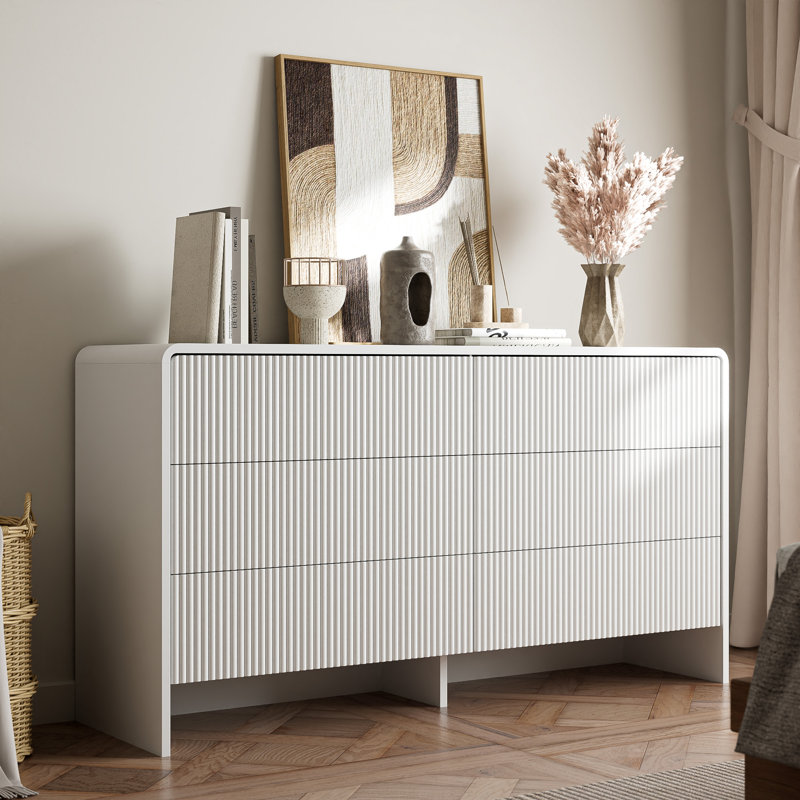 Commode 6 tiroirs 55,1 po, Noir