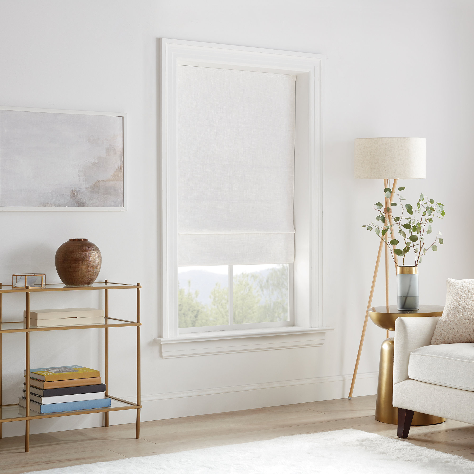 Eclipse Drew Blackout Roman Shade, White, 35"W x 64"L