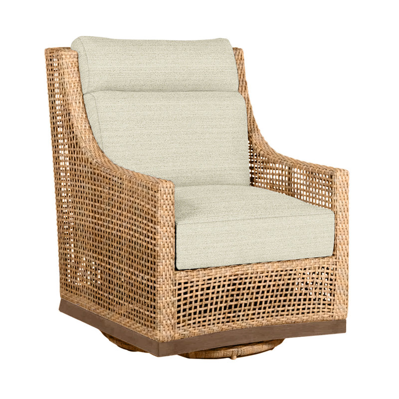Outdoor Peninsula Gliding Wicker/Rattan Chair with Cushions, Light Raffia/Natural Sandalwood, Welt + Standard fill