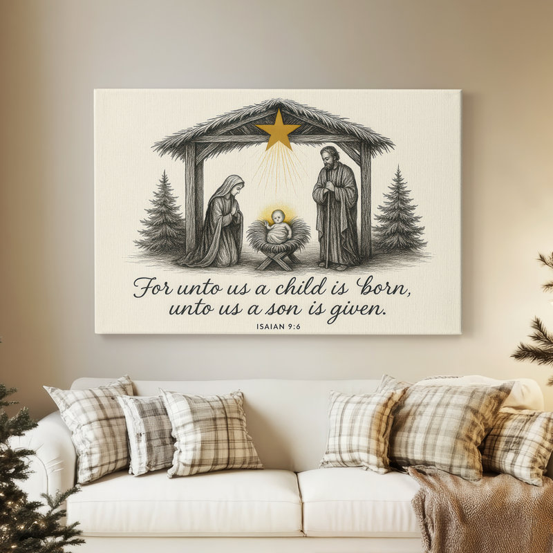 «Silver Mistletoe at Twilight» - Toile tendue avec châssis de qualité supérieure, H 12 po x l 18 po
