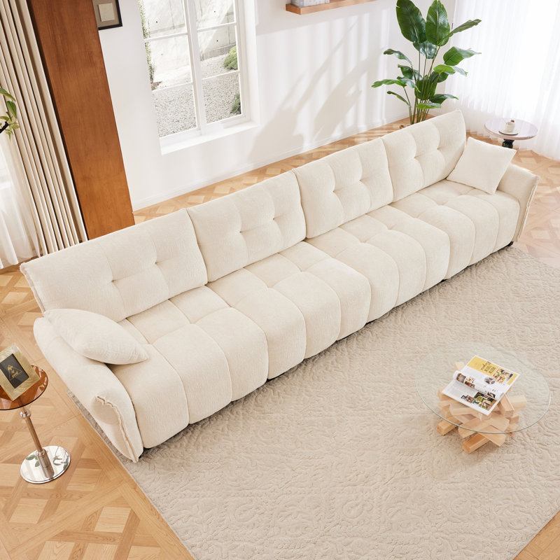 Canapé, canapé rembourré pour salon, bureau, hôtel, H 35,43 po x l 141,73 po x P 33,43 po, 4, Blanc