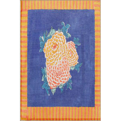 Machine Washable Modern Floral Patterned Blue Woven Base Area Rug