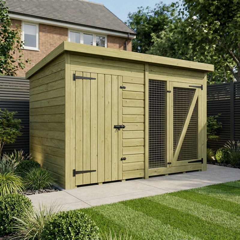 Total Sheds 6ft x 4ft Dog Run Short - Outdoor Dog Kennel - Pressure Treated Timber - UK Manufactured