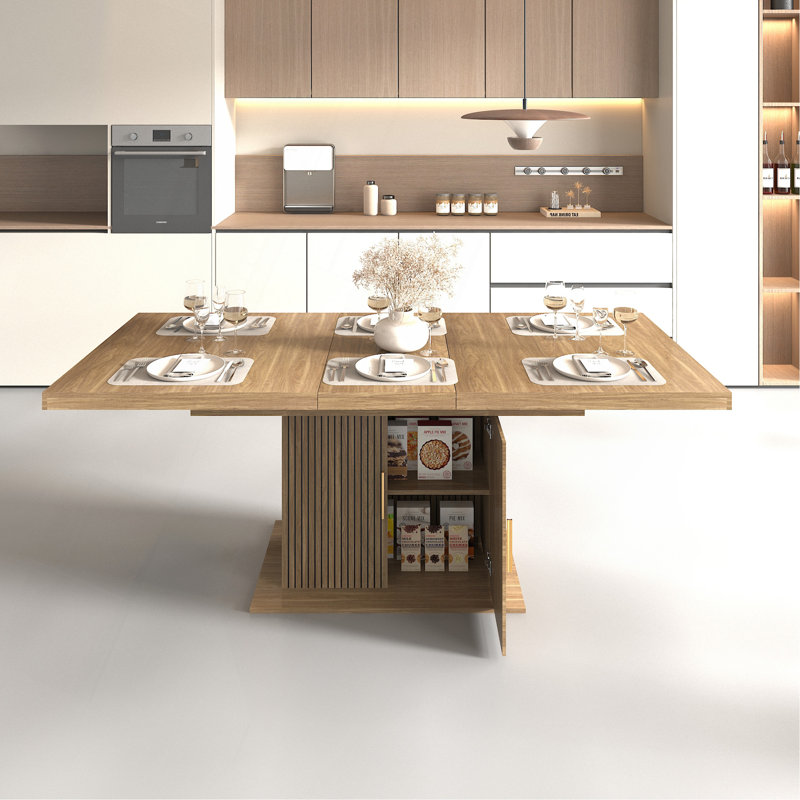 Expandable Dining Table With Storage Modern Minimalist Dining Table For 6-10 People