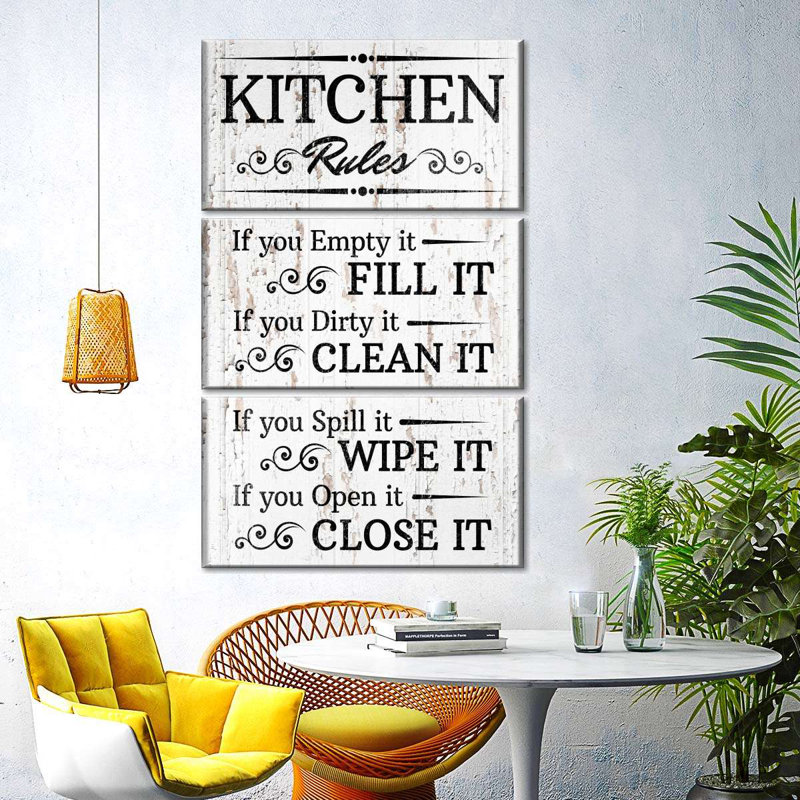 «Clean Kitchen on Canvas», reproduction de 3 pièces, H 38 po x l 24 po x P 1,25 po