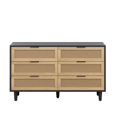 6-Drawers Storage Cabinet Rattan Drawer with White Drawer Slides,for Bedroom,Living Room by Bayou Breeze