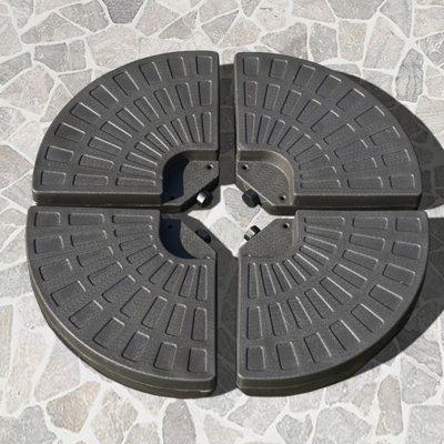 4 Pieces Cantilever Patio Umbrella Base , Fan Shaped Weight, Handles Included, Strong Material, 148 Lbs Water, 220 Water/Sand, Coffee 4 Base, Fan-Shaped Tough Resilient Integrated, Stable Water Or