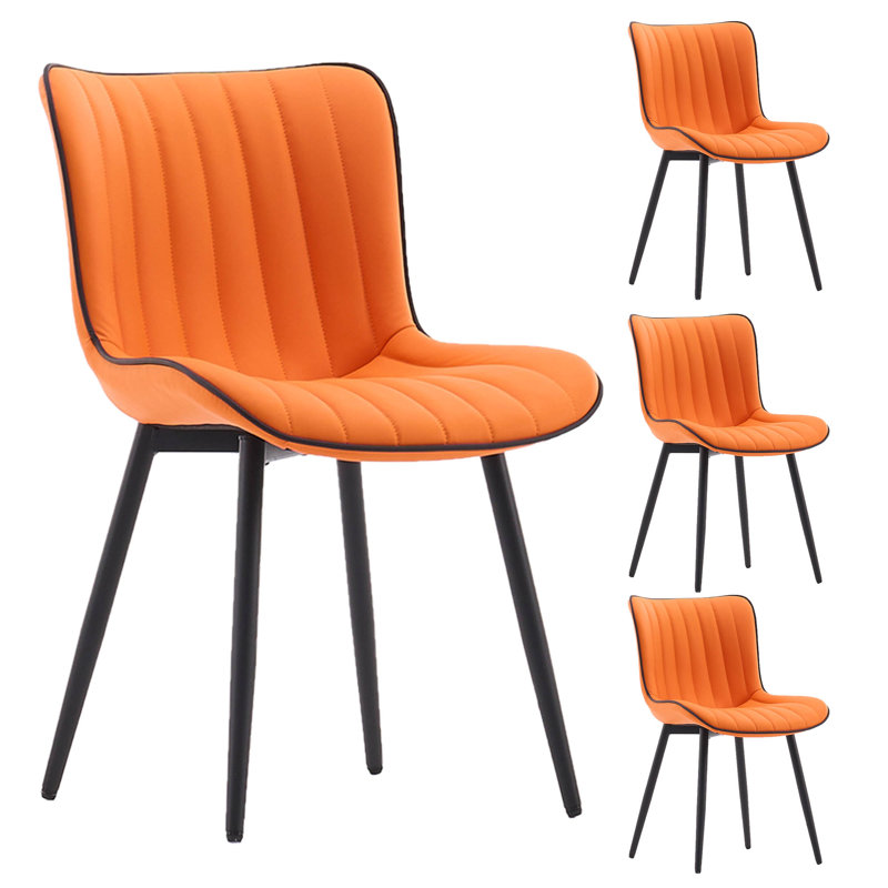 Chaises de salle à manger rembourrées en similicuir Heitger, Orange