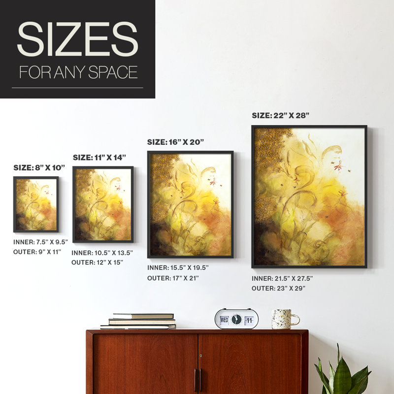 Nectar III Framed Print - Solid Wood, Black, 14" H x 11" W
