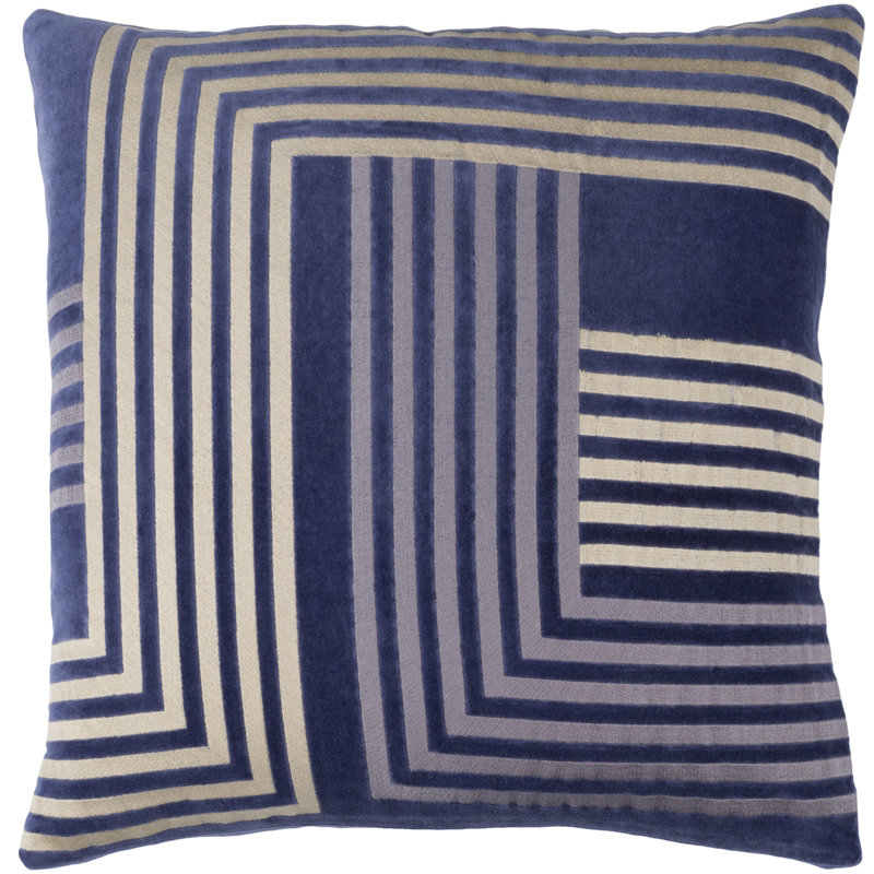 Housse de coussin en coton , H 18" x l 18" x P 1", Marine / beige