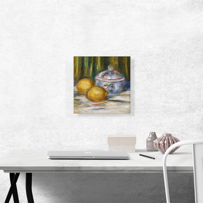 «Saucer and Lemons 1915» par Pierre-Auguste Renoir, reproduction d'art sur toile tendue