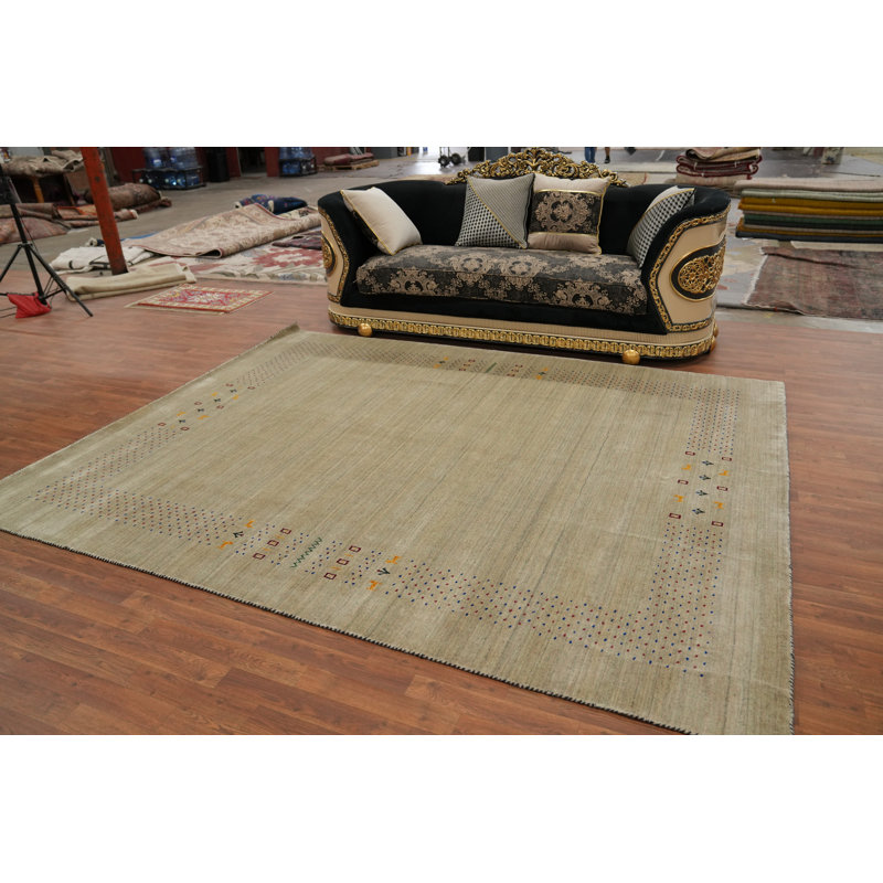 Tapis oriental beige en laine Gabbeh 8 x 10
