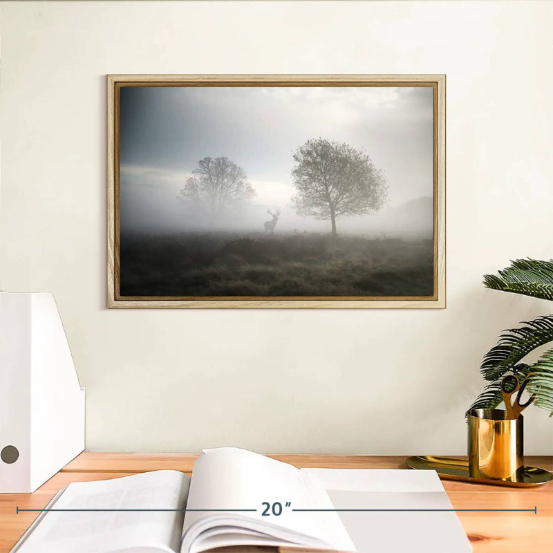 Chasse au crépuscule, Cadre flottant en bois naturel, 13 po x 9 po
