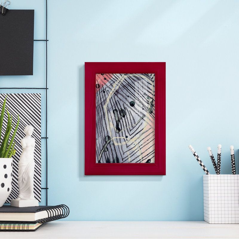 Fritsche Angled Spaces VI, impression encadrée sur papier, Rouge, H 6 po x l 4 po x P 1 po