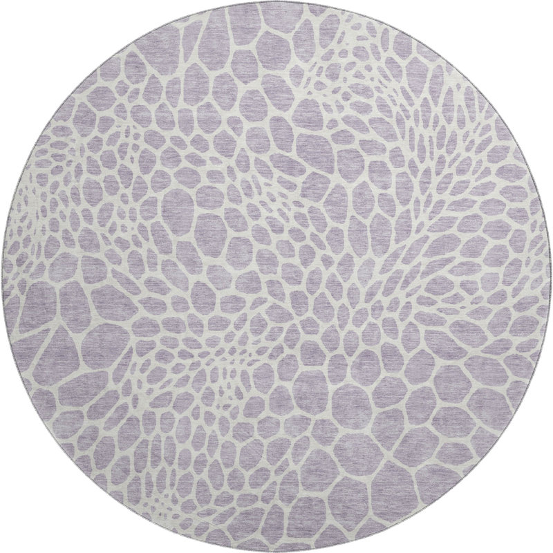 Premium Machine Washable Prisco Lilac Rug, Round 8'